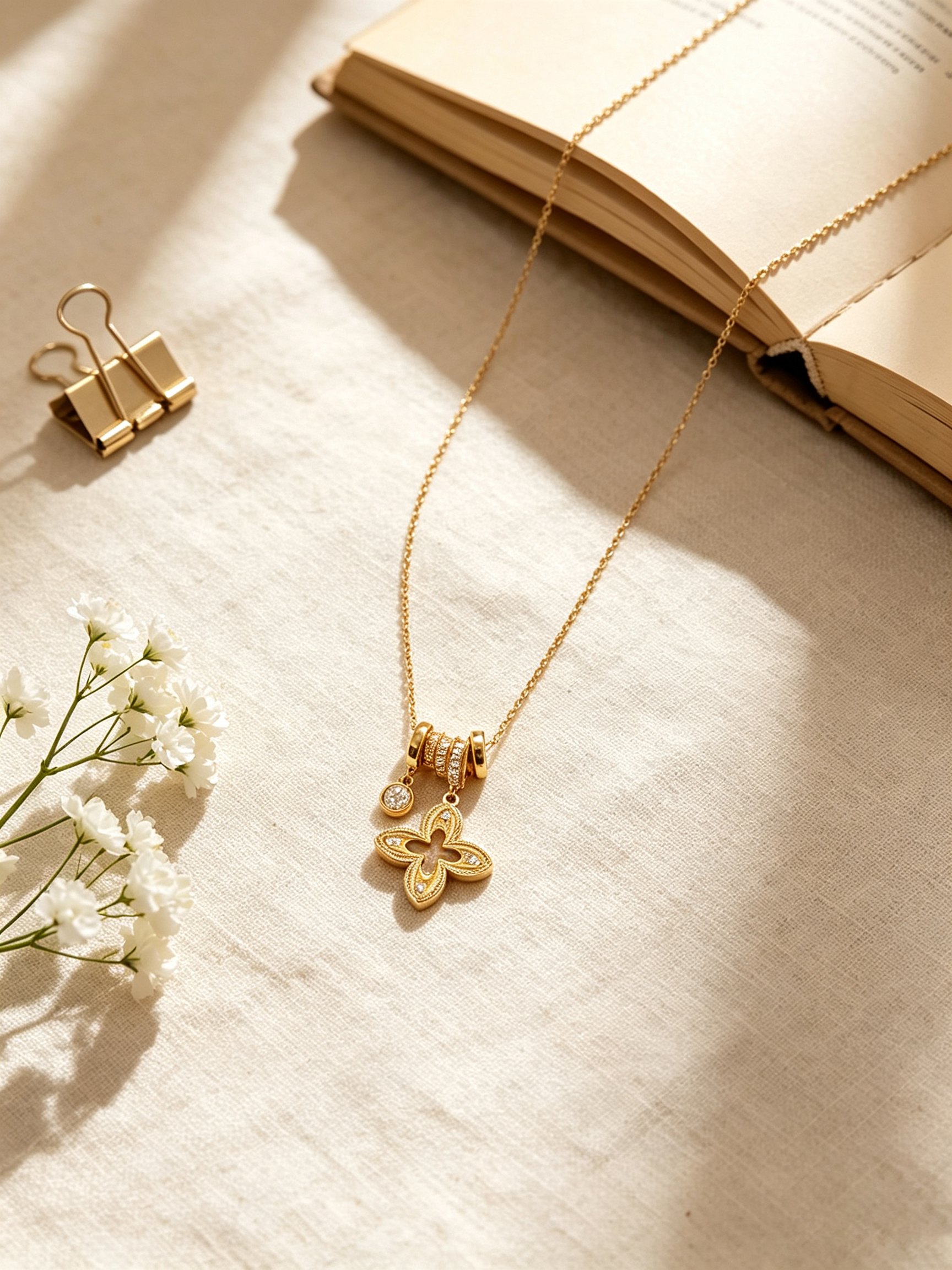 Gold Self Design Pendant Necklace
