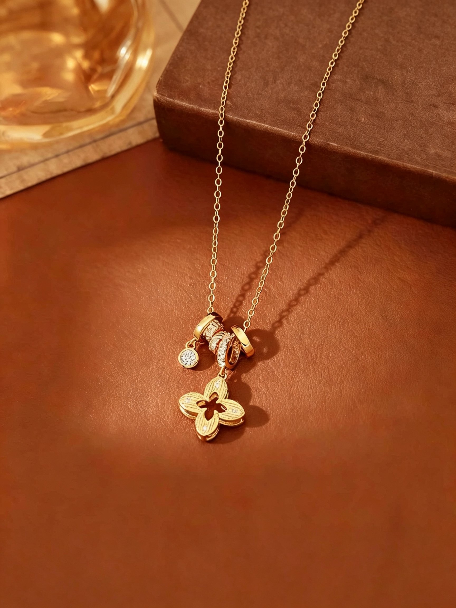 Gold Self Design Pendant Necklace