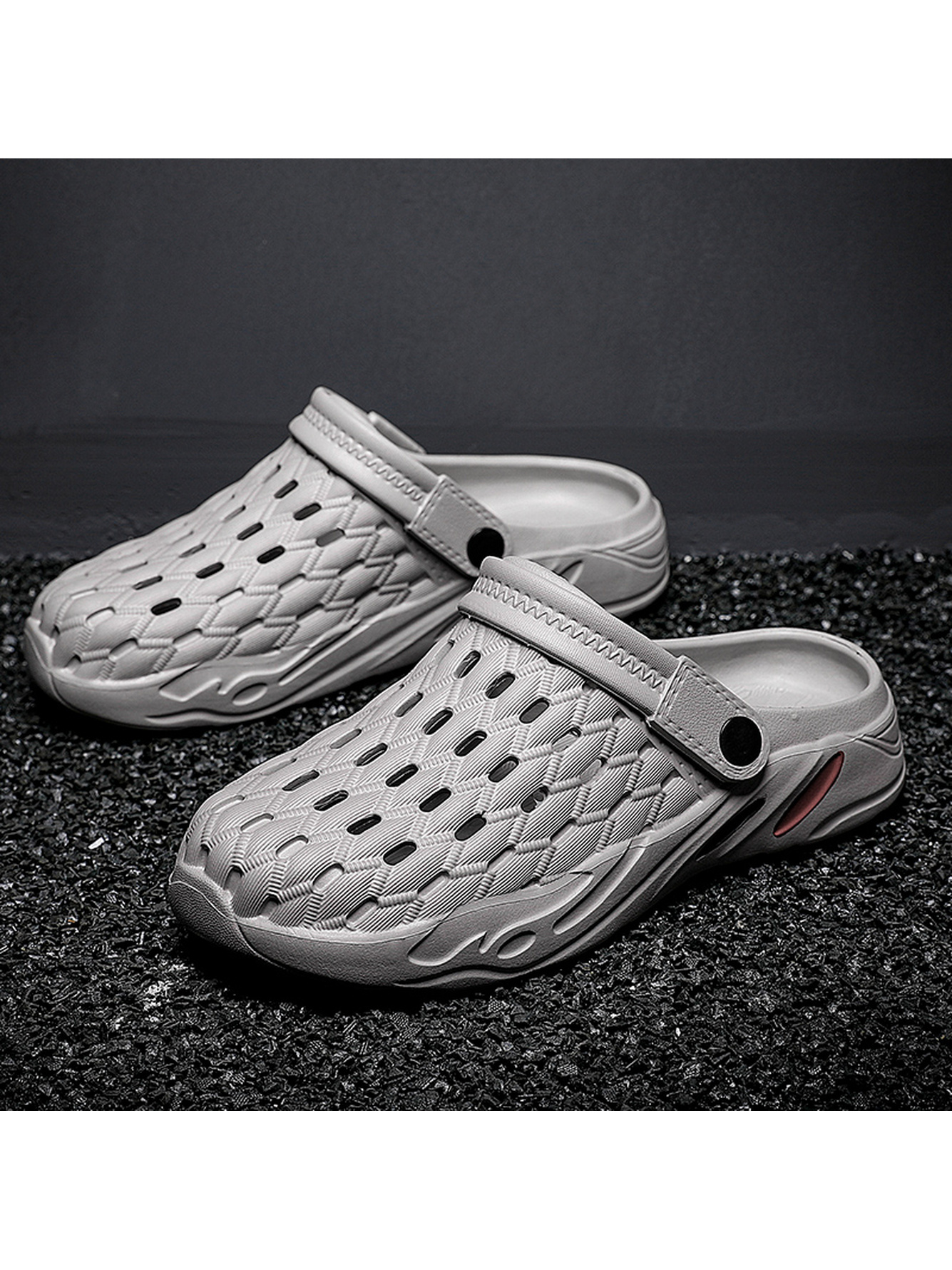 Men Grey Ventilated Comfort Plain Clogs