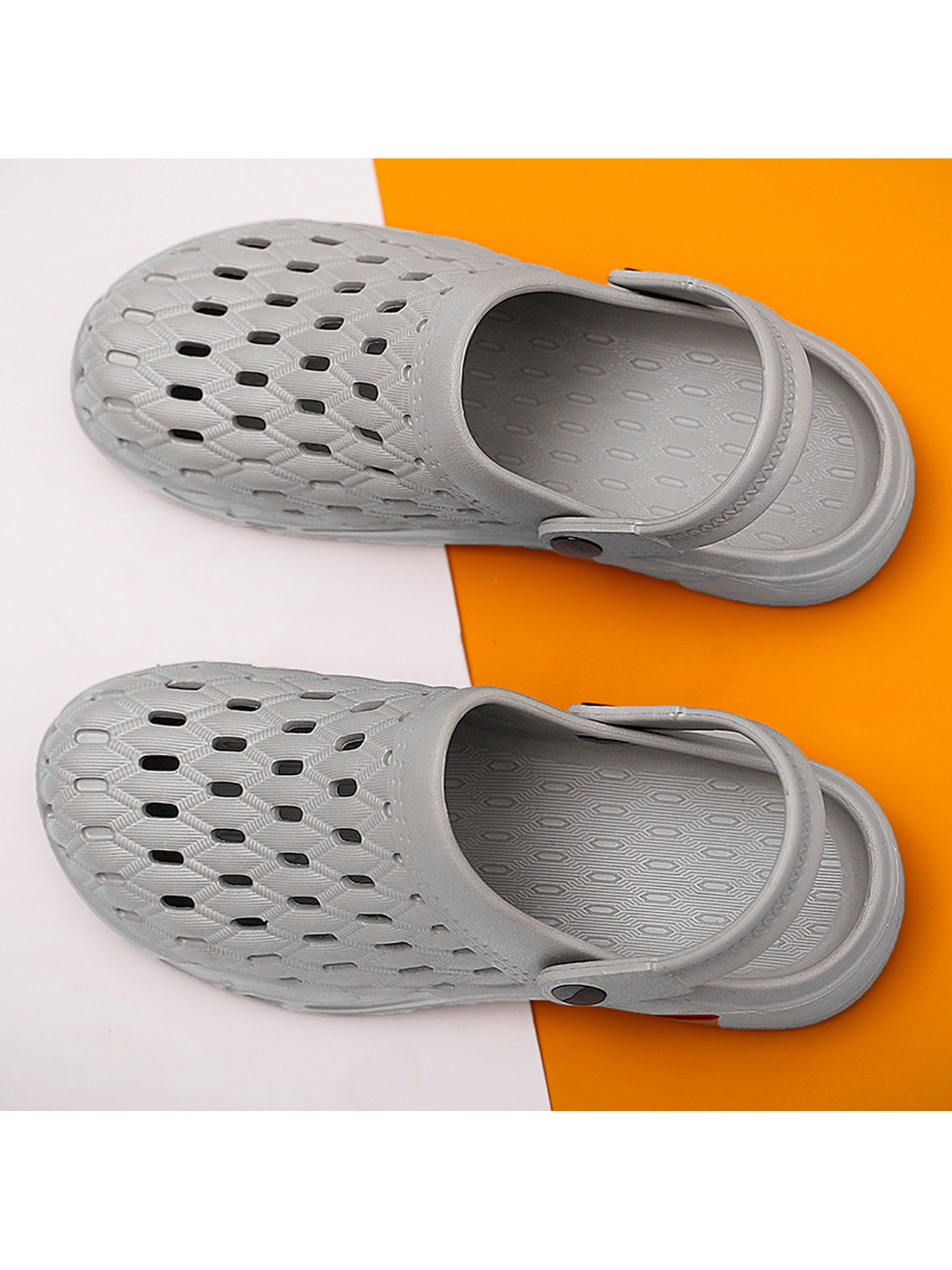 Men Grey Ventilated Comfort Plain Clogs