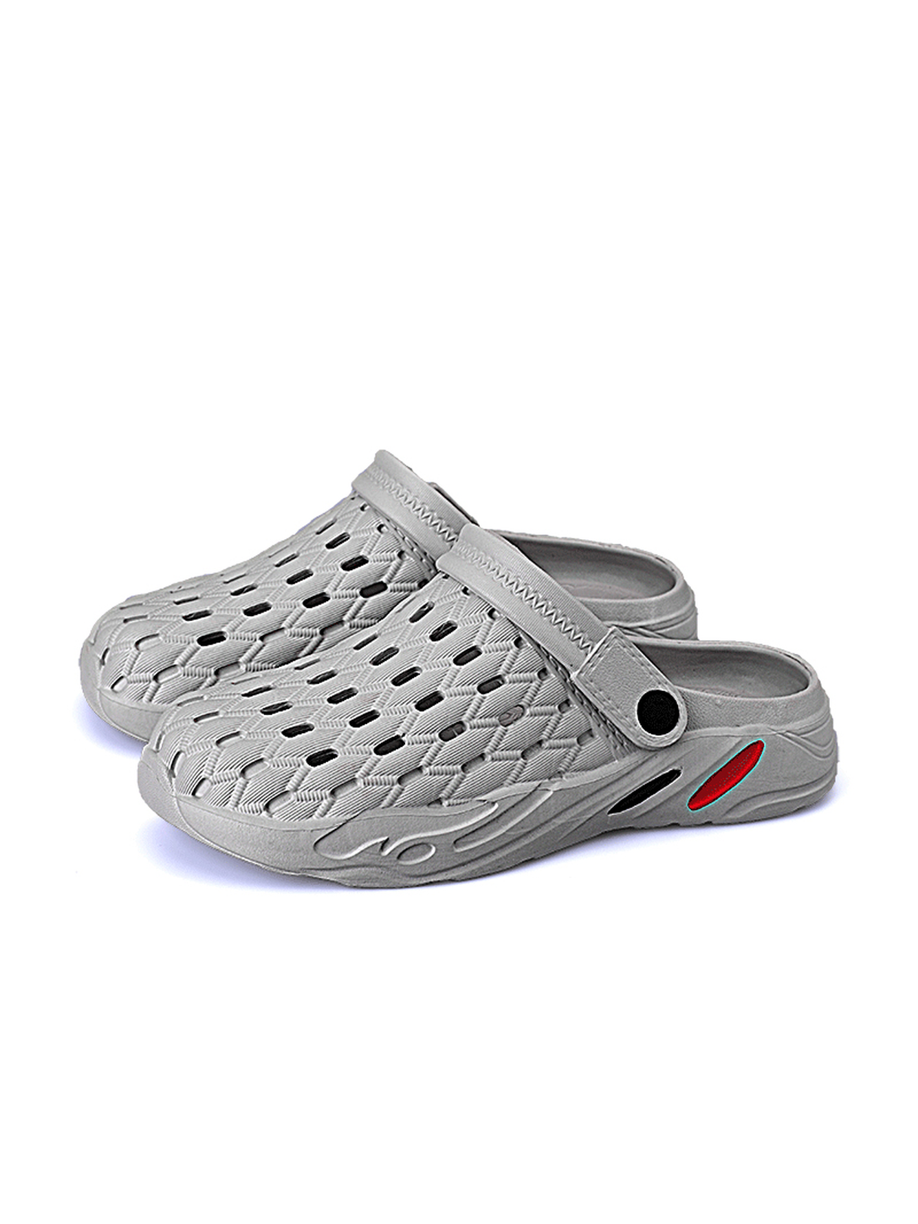 Men Grey Ventilated Comfort Plain Clogs