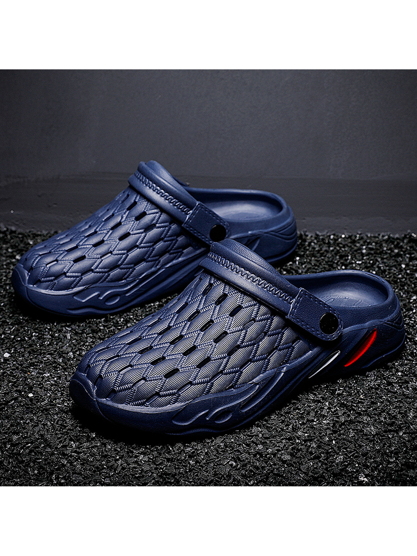 Men Blue Perforated Plain Clogs