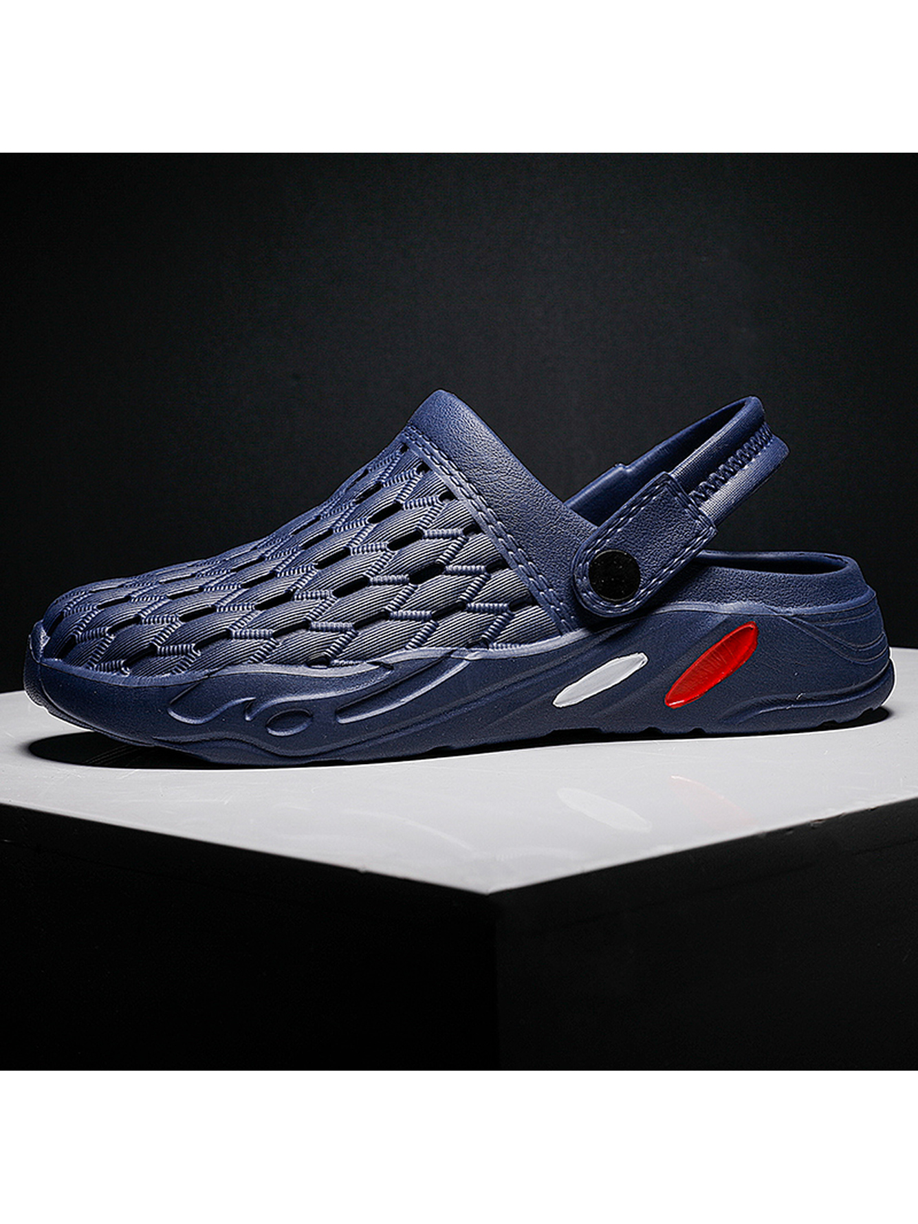 Men Blue Perforated Plain Clogs