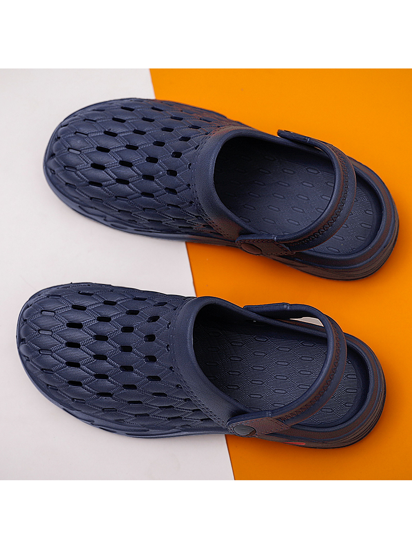 Men Blue Perforated Plain Clogs
