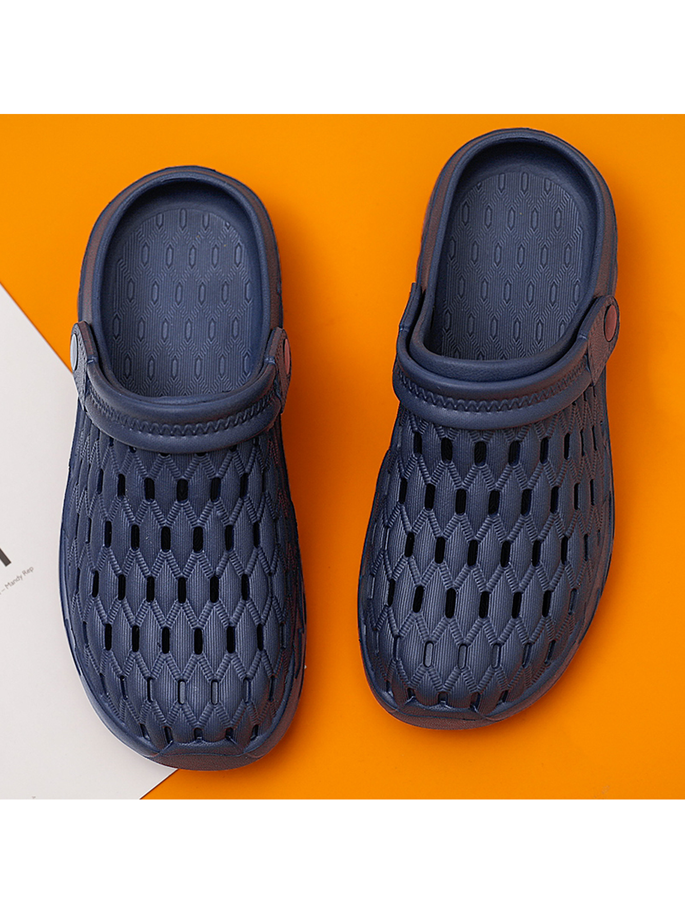 Men Blue Perforated Plain Clogs