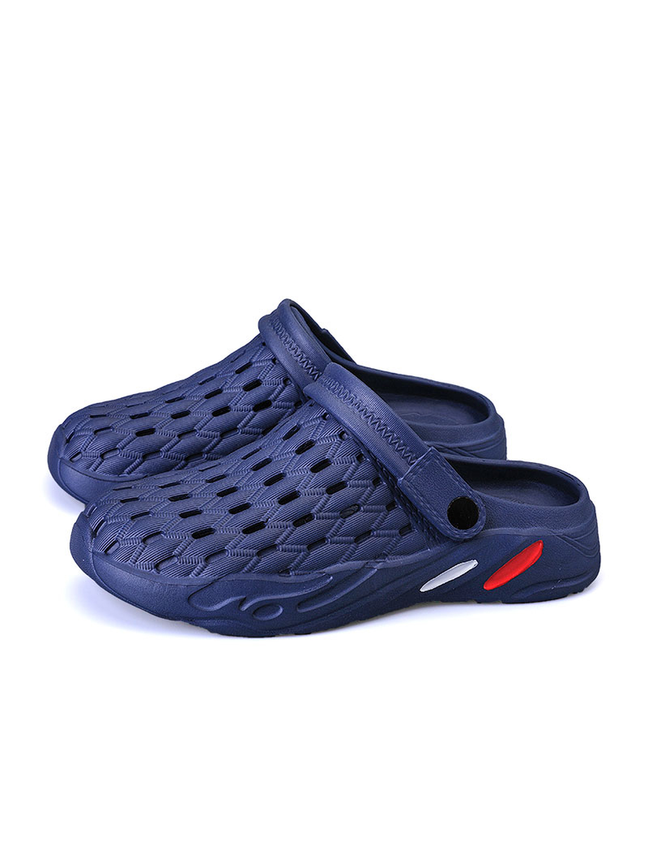 Men Blue Perforated Plain Clogs