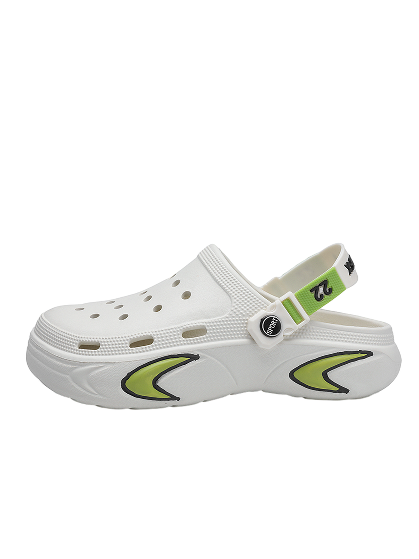 Men White Comfort Plain Clogs with Sport Strap
