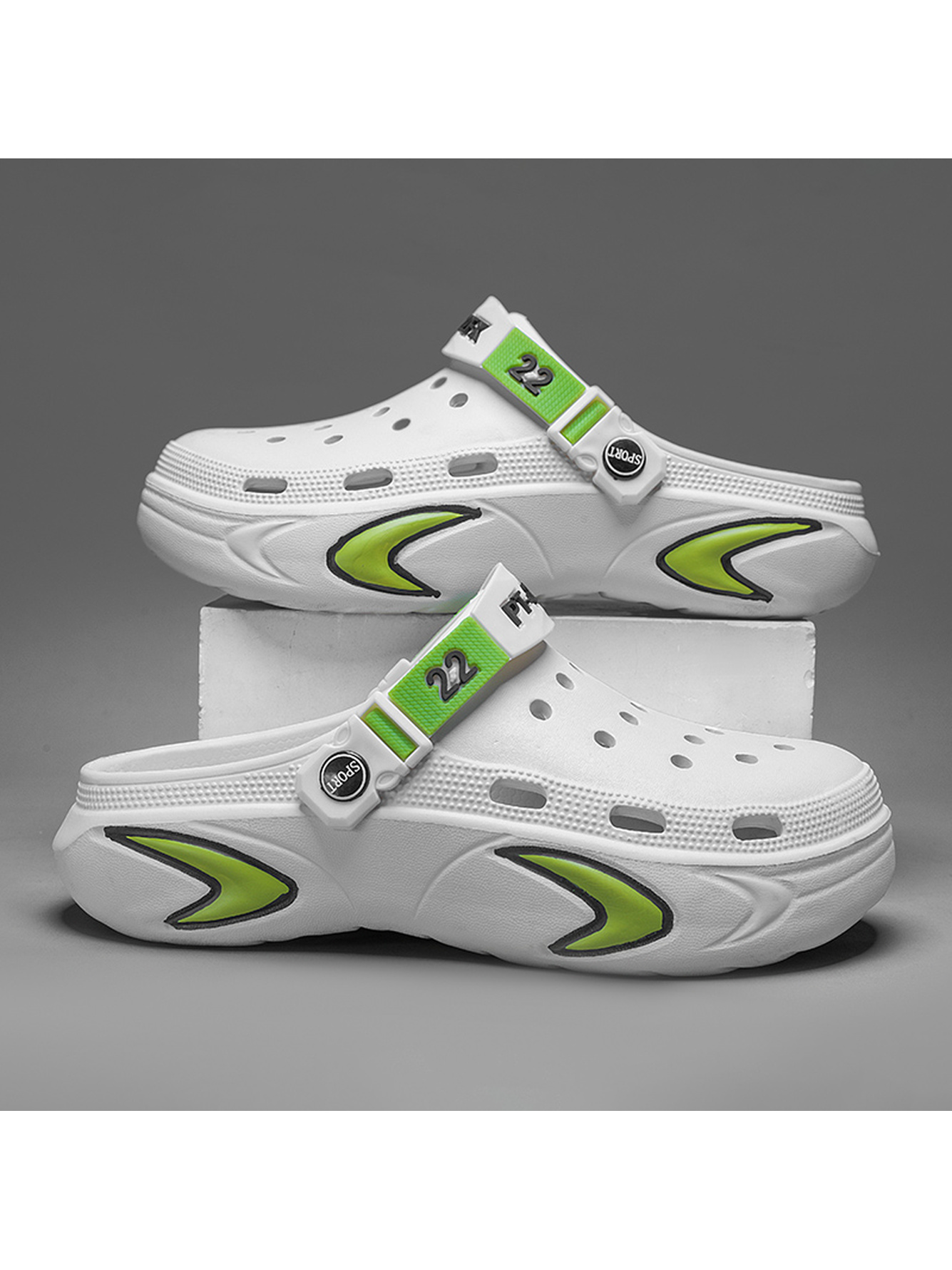 Men White Comfort Plain Clogs with Sport Strap