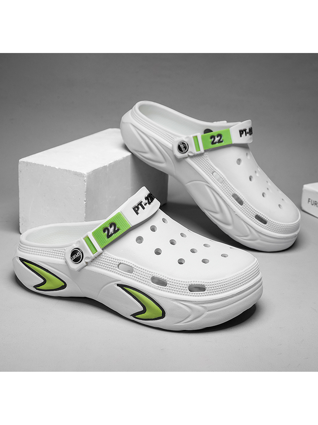 Men White Comfort Plain Clogs with Sport Strap
