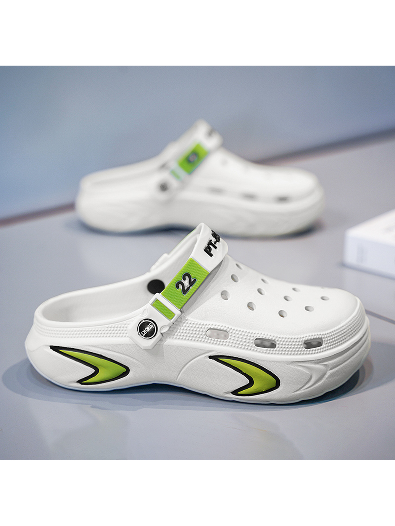 Men White Comfort Plain Clogs with Sport Strap