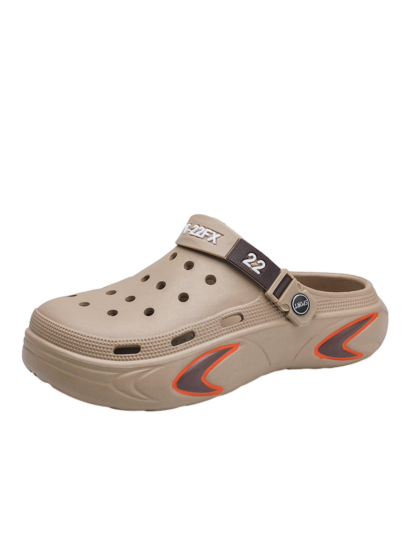 Men Beige Casual Plain Clogs with Sport Strap