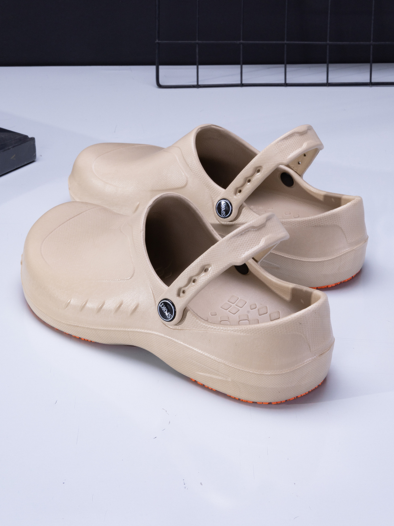 Men Beige Comfort Plain Clogs