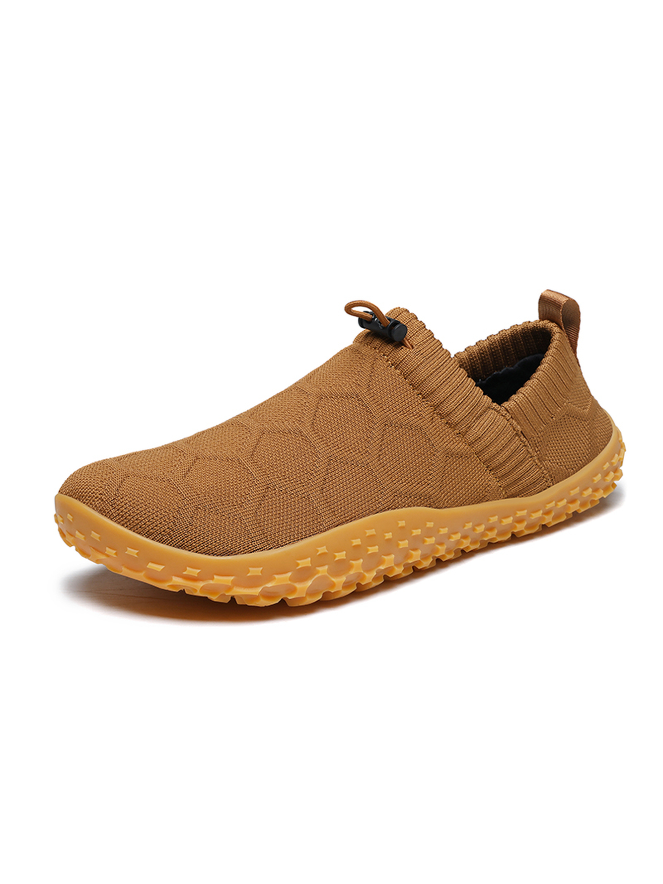 Men Brown Knit Slip-On Sneakers