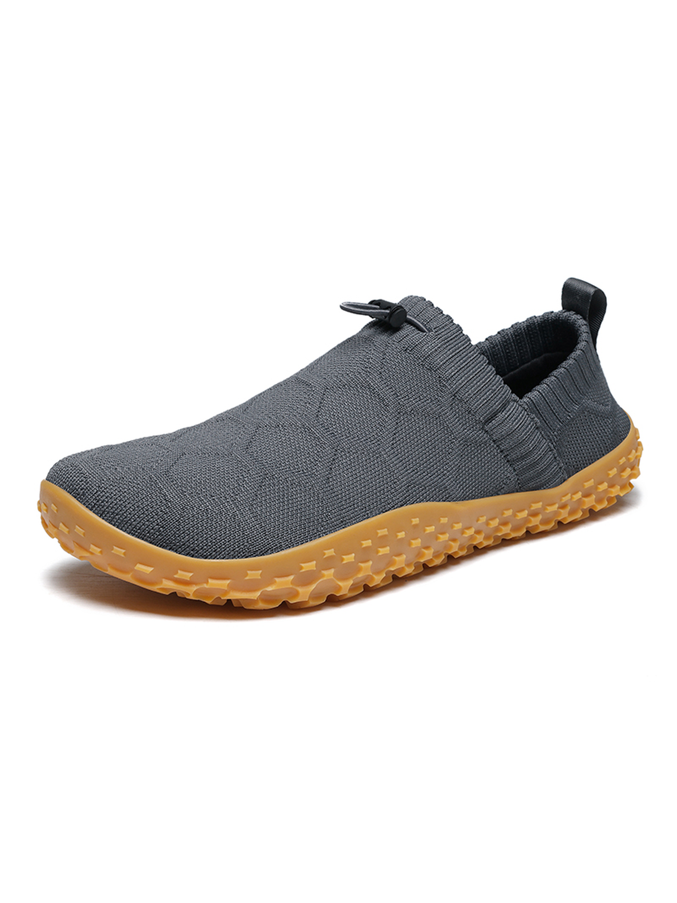 Men Charcoal Knit Slip-On Sneakers with Gum Sole