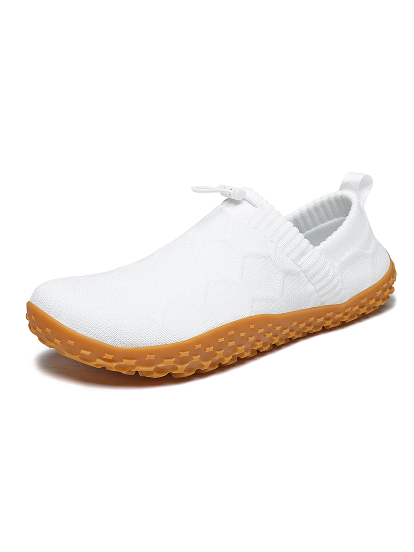 Men White Slip-On Knit Sneakers