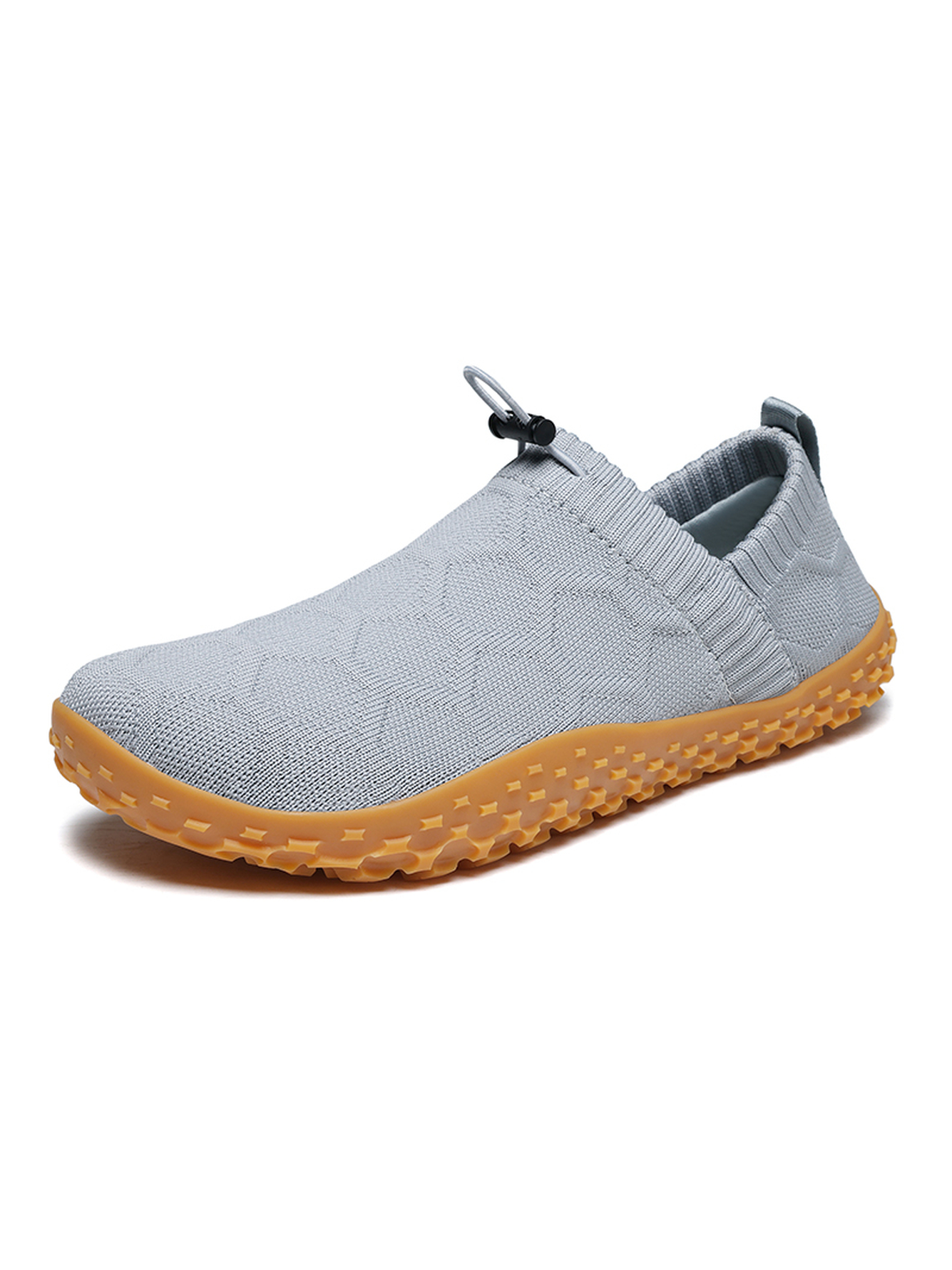 Men Grey Knit Slip-On Sneakers with Gum Sole