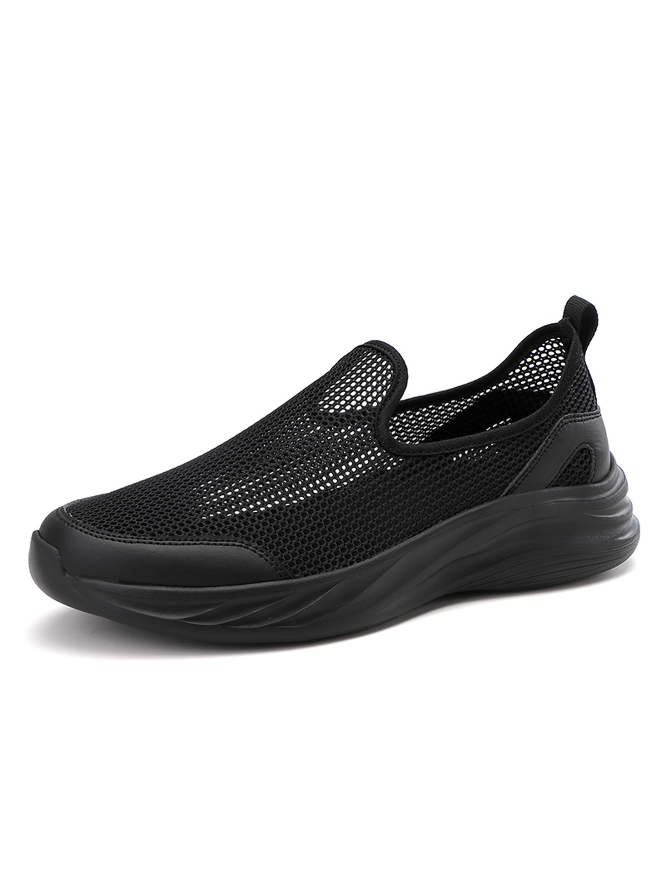 Men Black Mesh Slip-On Sneakers