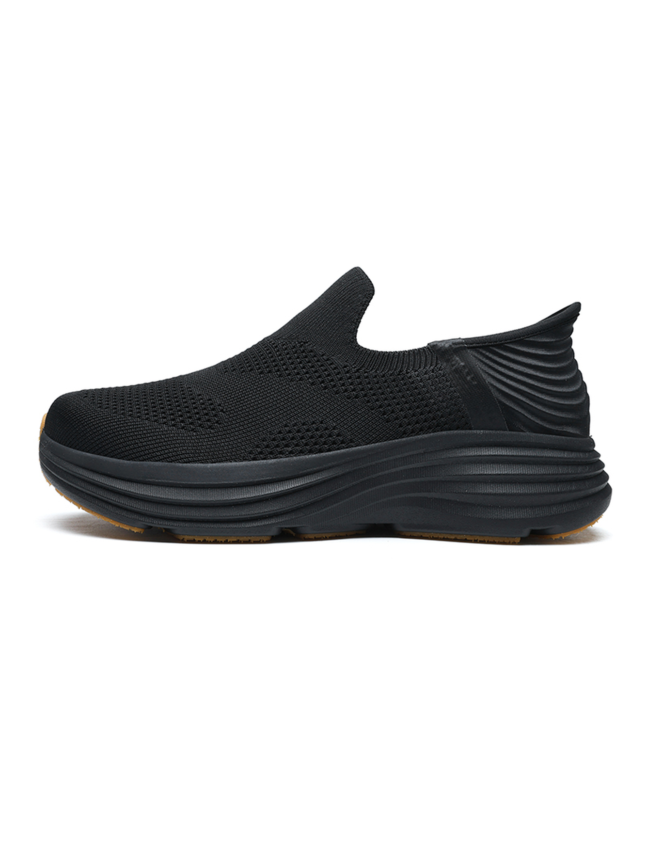Men Black Slip-On Knit Casual Shoes