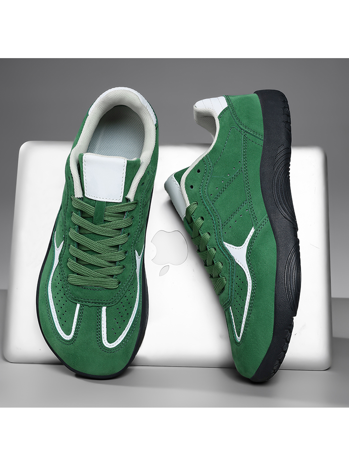 Men Green Suede Look Casual Sneakers