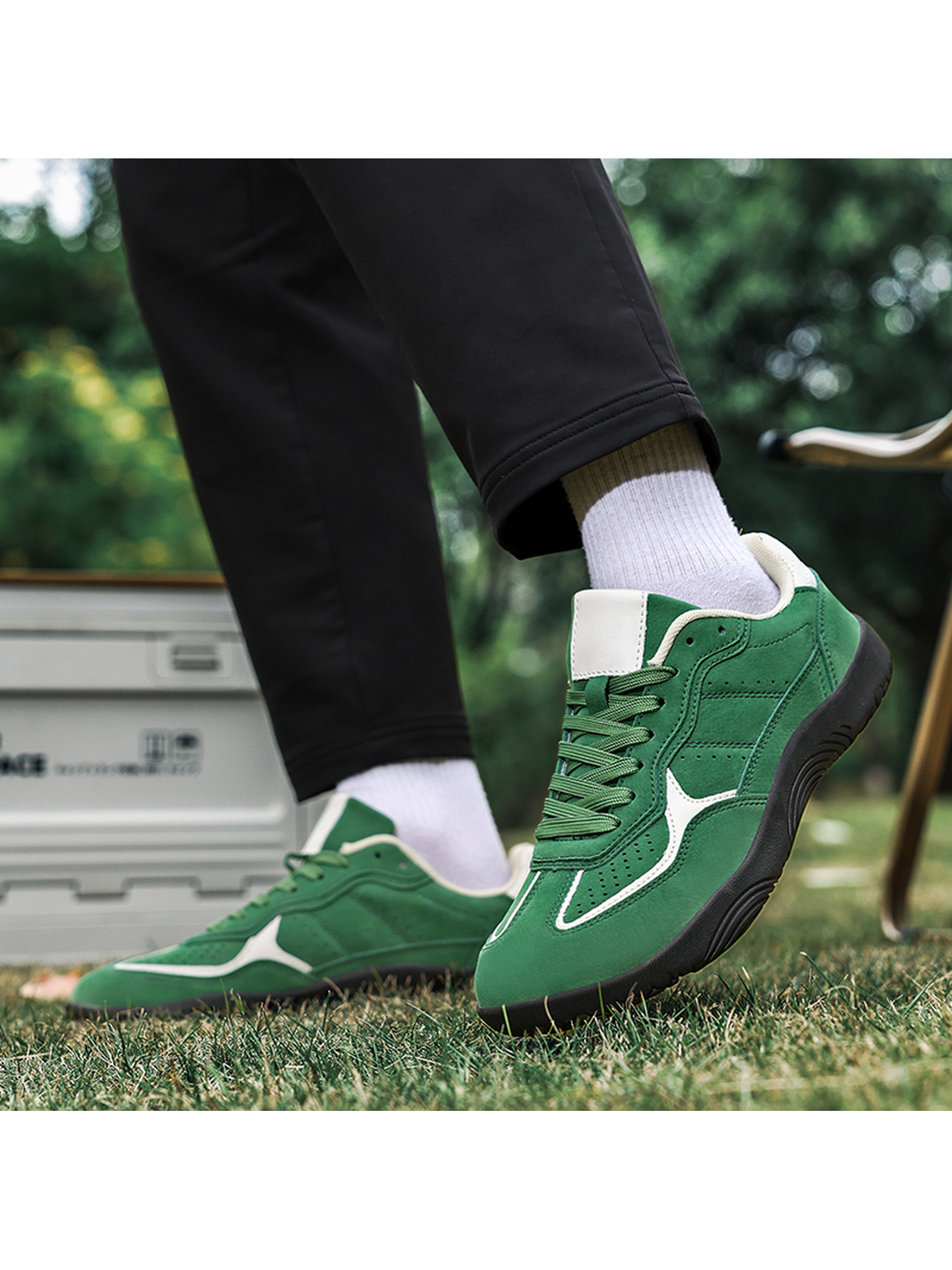 Men Green Suede Look Casual Sneakers