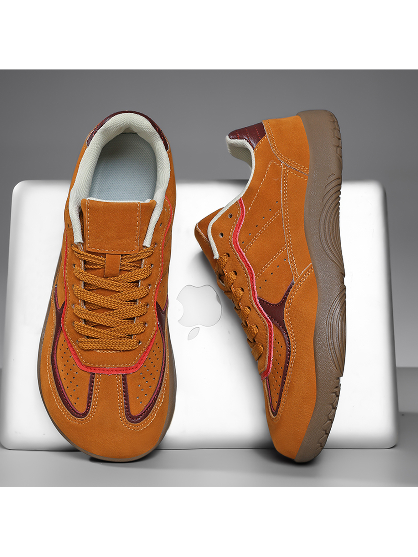 Men Rust Suede Look Casual Sneakers