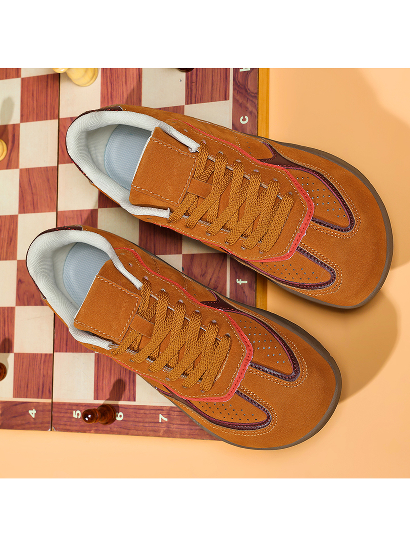 Men Rust Suede Look Casual Sneakers