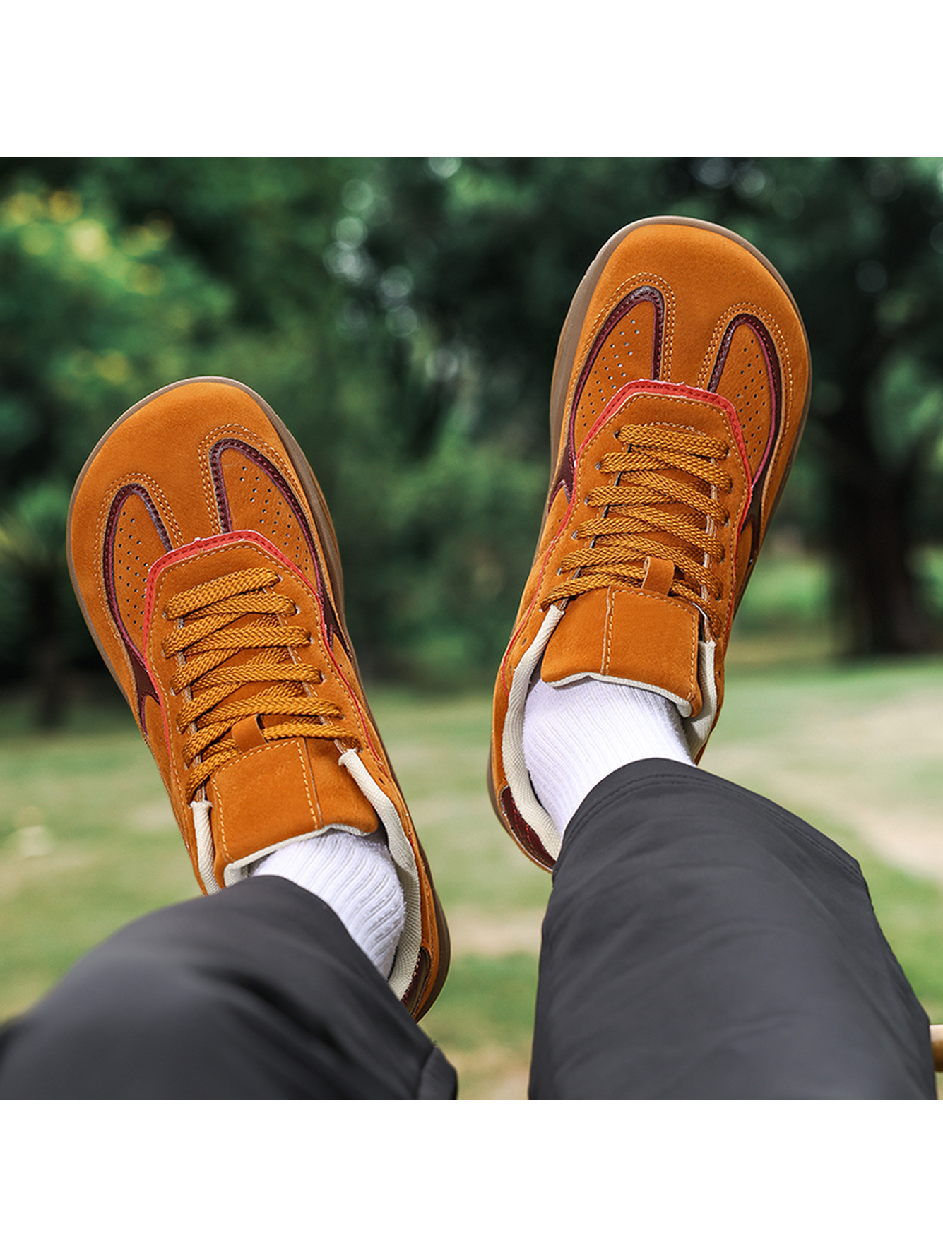 Men Rust Suede Look Casual Sneakers