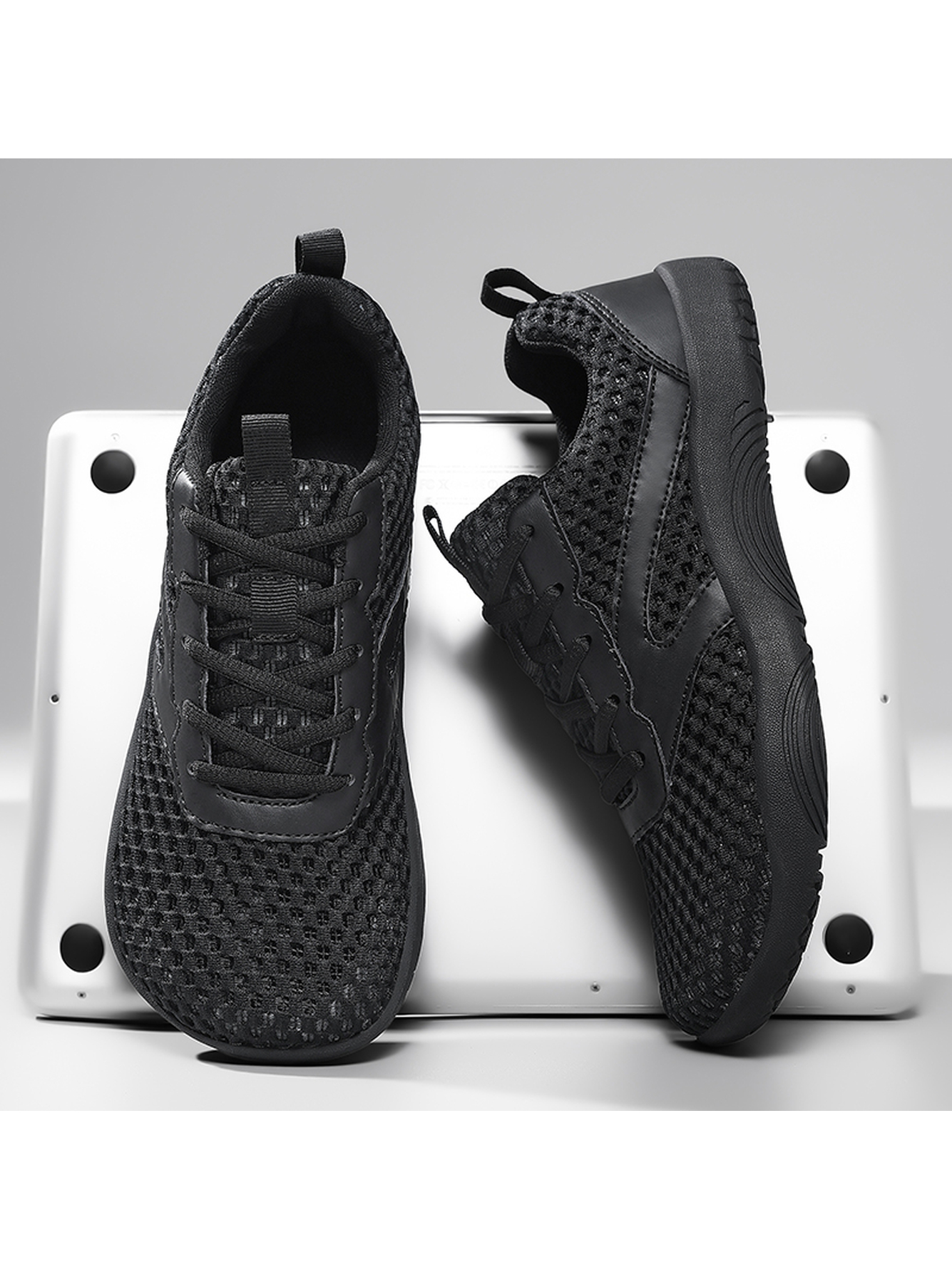 Men Black Mesh Breathable Casual Sneakers
