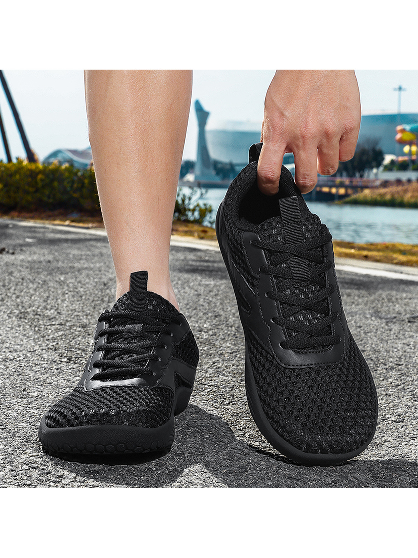 Men Black Mesh Breathable Casual Sneakers
