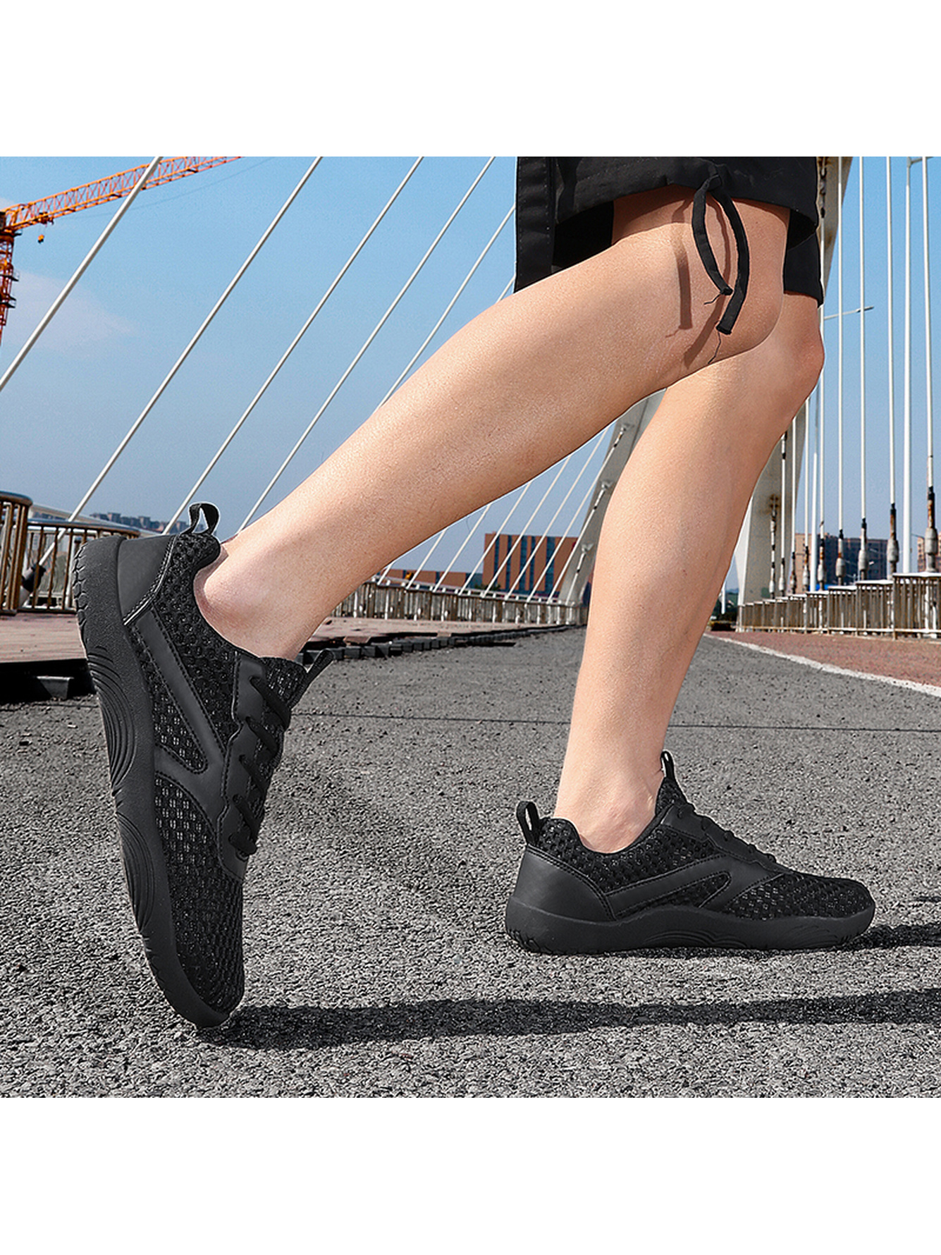 Men Black Mesh Breathable Casual Sneakers