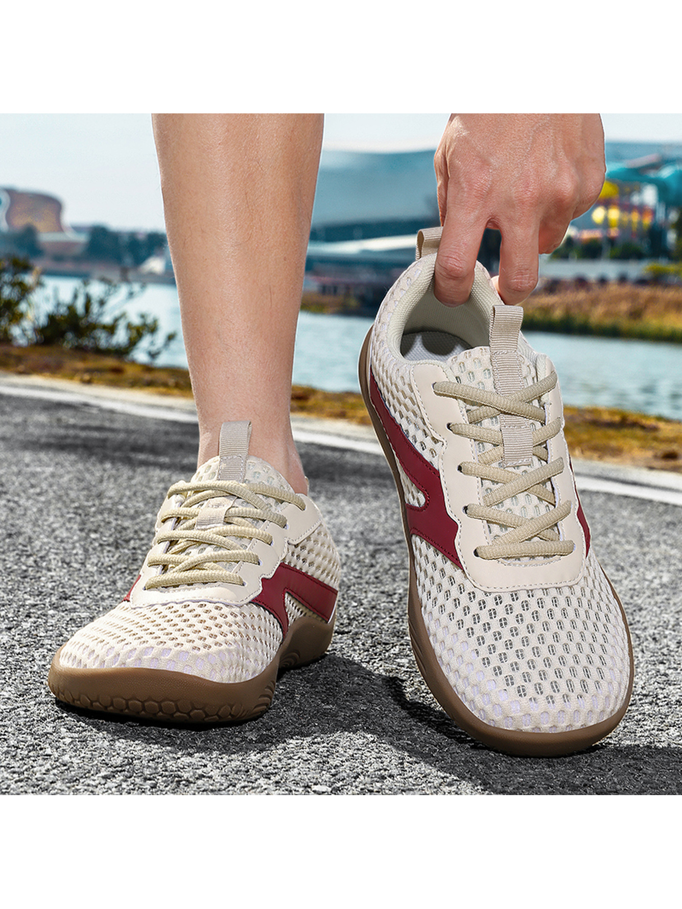 Men Beige Mesh Breathable Casual Sneakers
