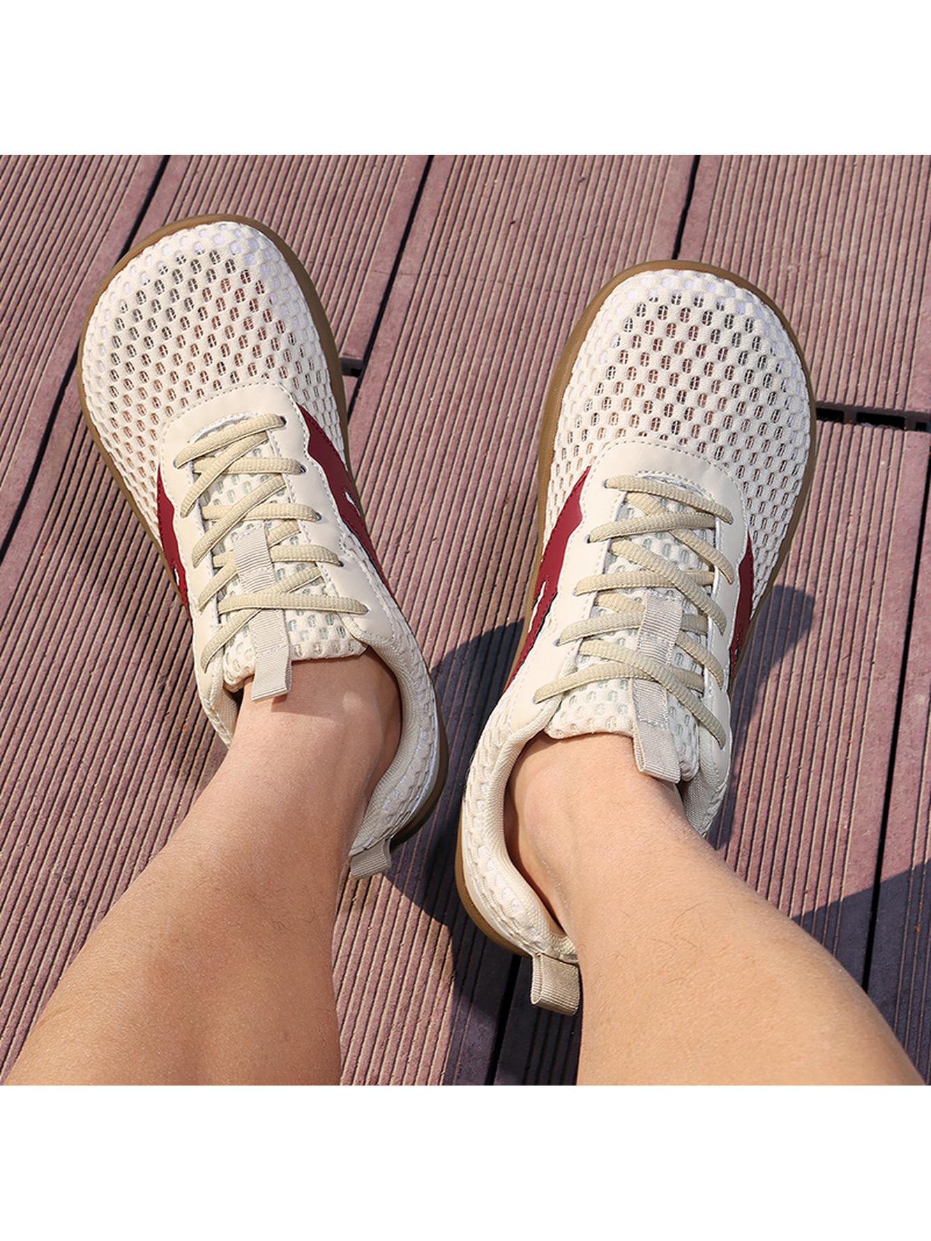 Men Beige Mesh Breathable Casual Sneakers