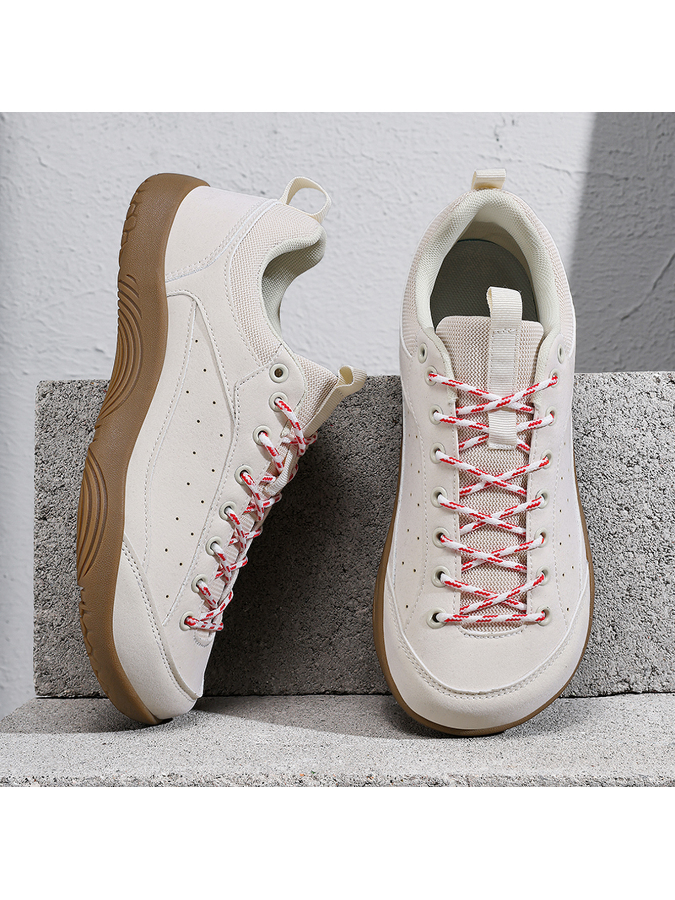 Men Off-White Casual Sneakers with Red Laces