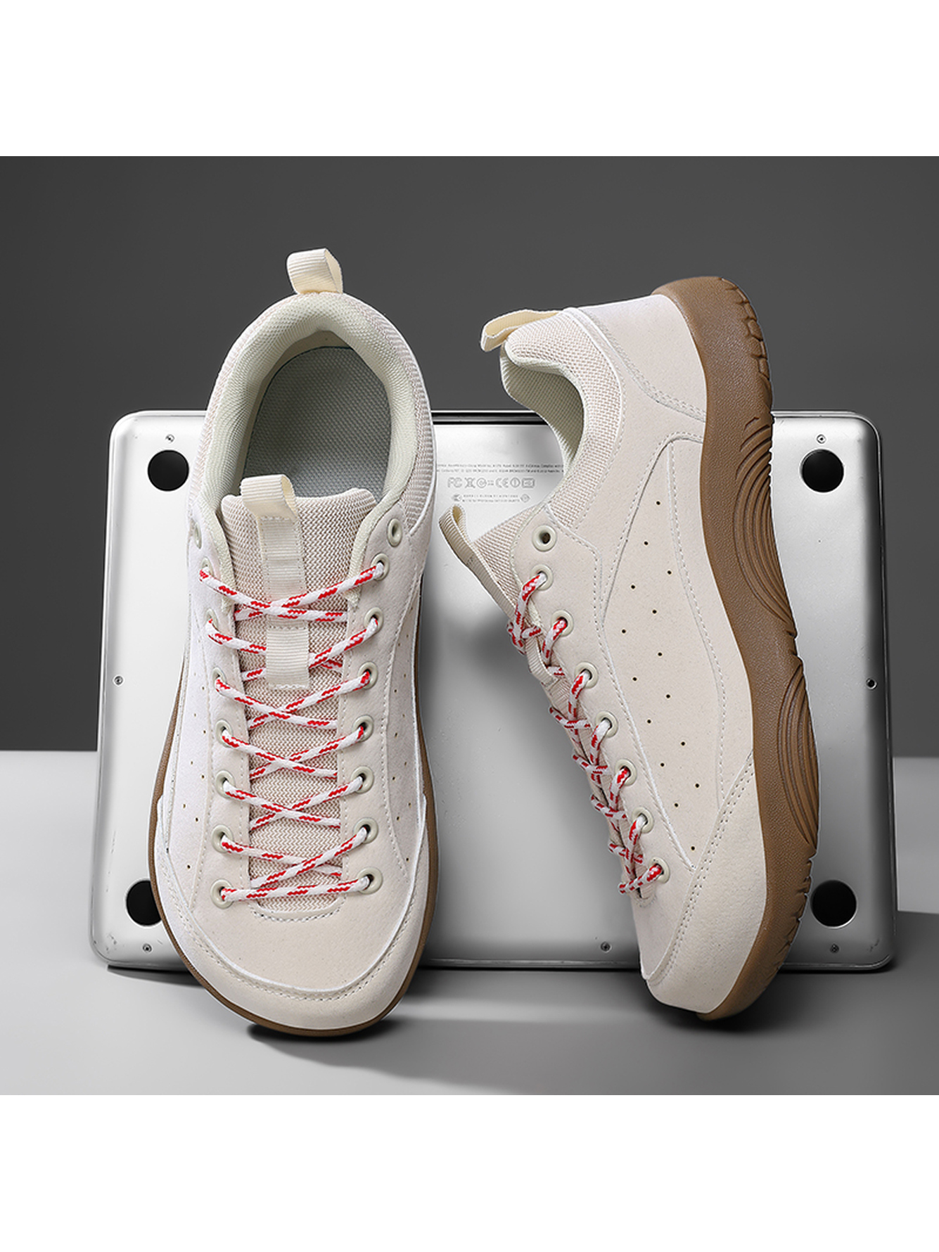 Men Off-White Casual Sneakers with Red Laces