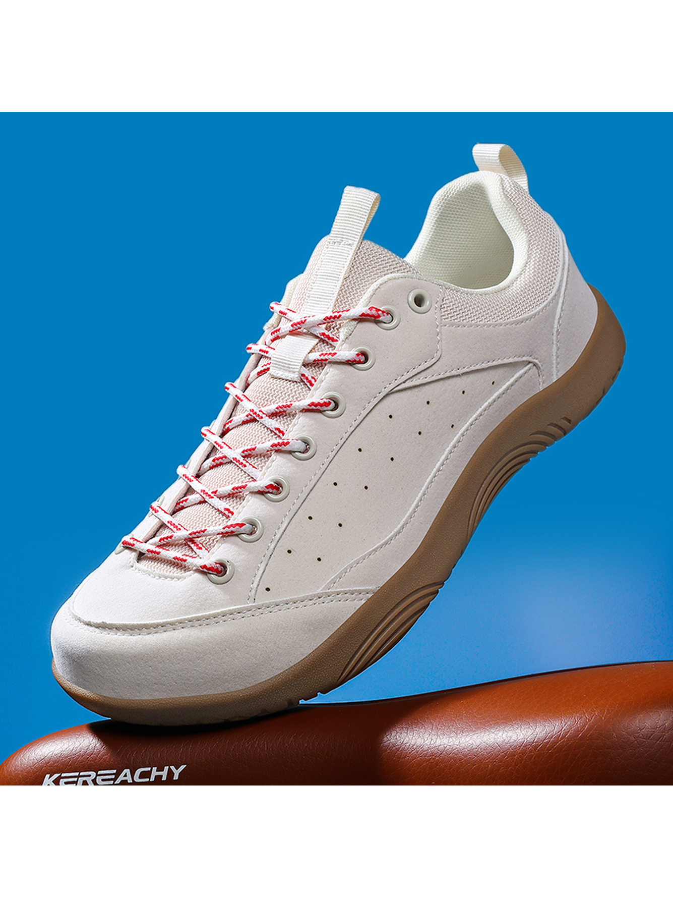 Men Off-White Casual Sneakers with Red Laces