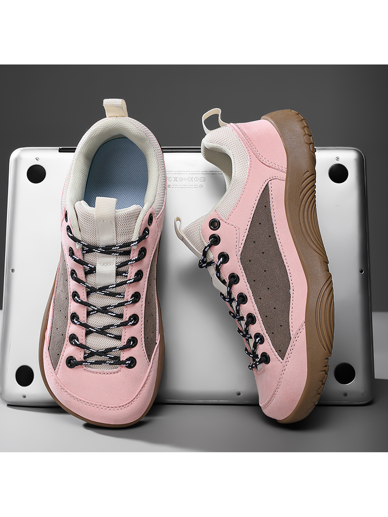 Pink Suede Look Casual Sneakers