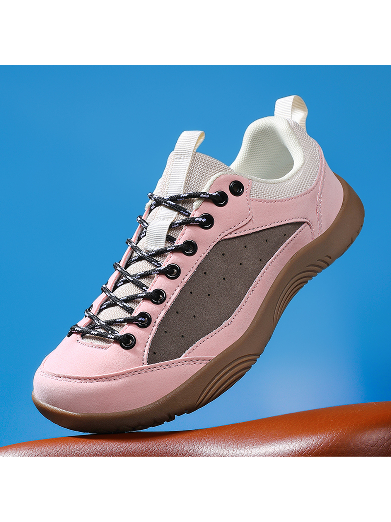 Pink Suede Look Casual Sneakers