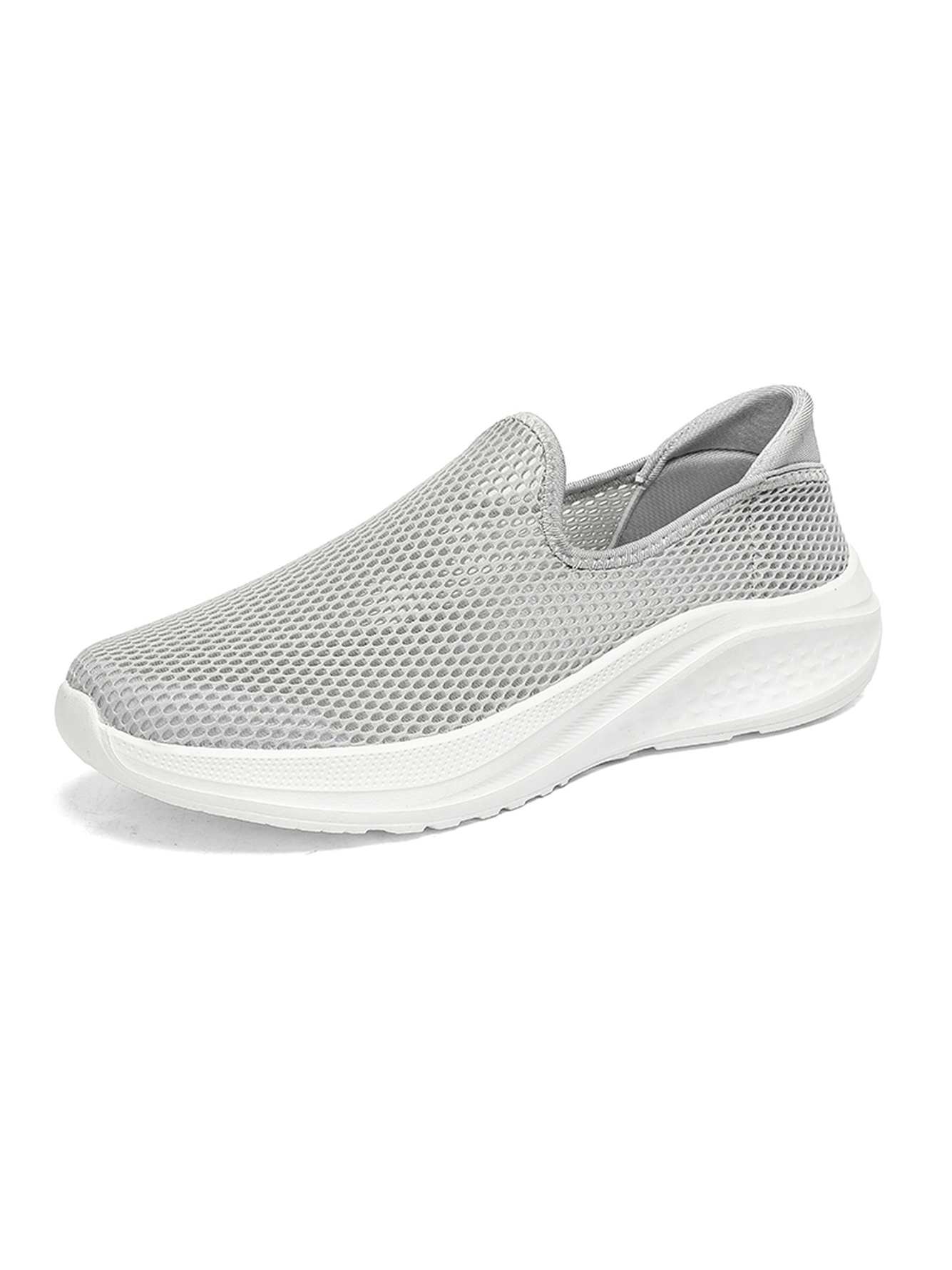 Men Grey Mesh Slip-On Sneakers
