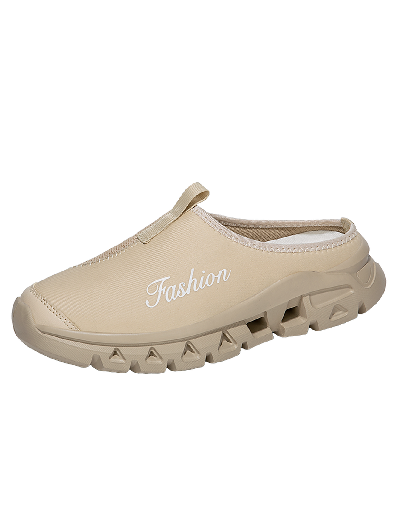 Men Beige Slip-On Casual Mules