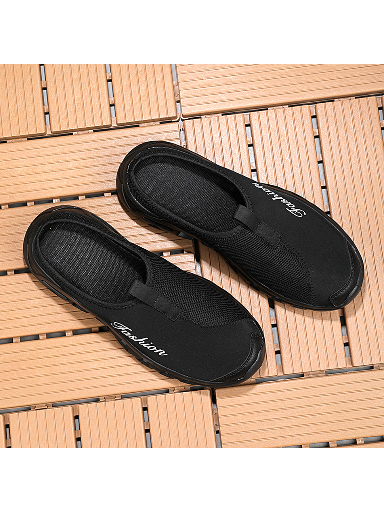 Men Black Casual Slip-On Mules