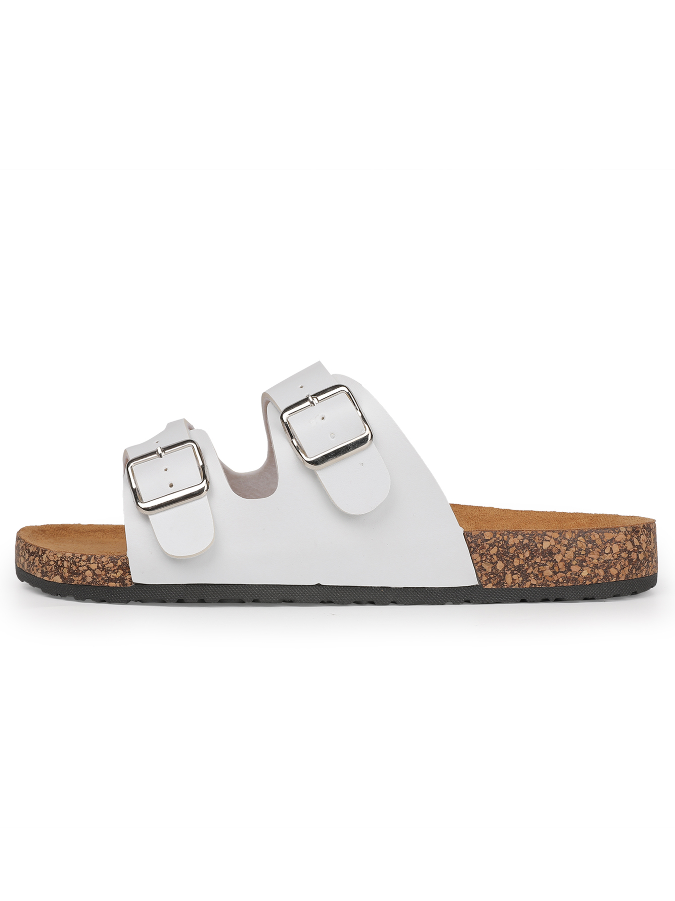 Men White Buckle Slides