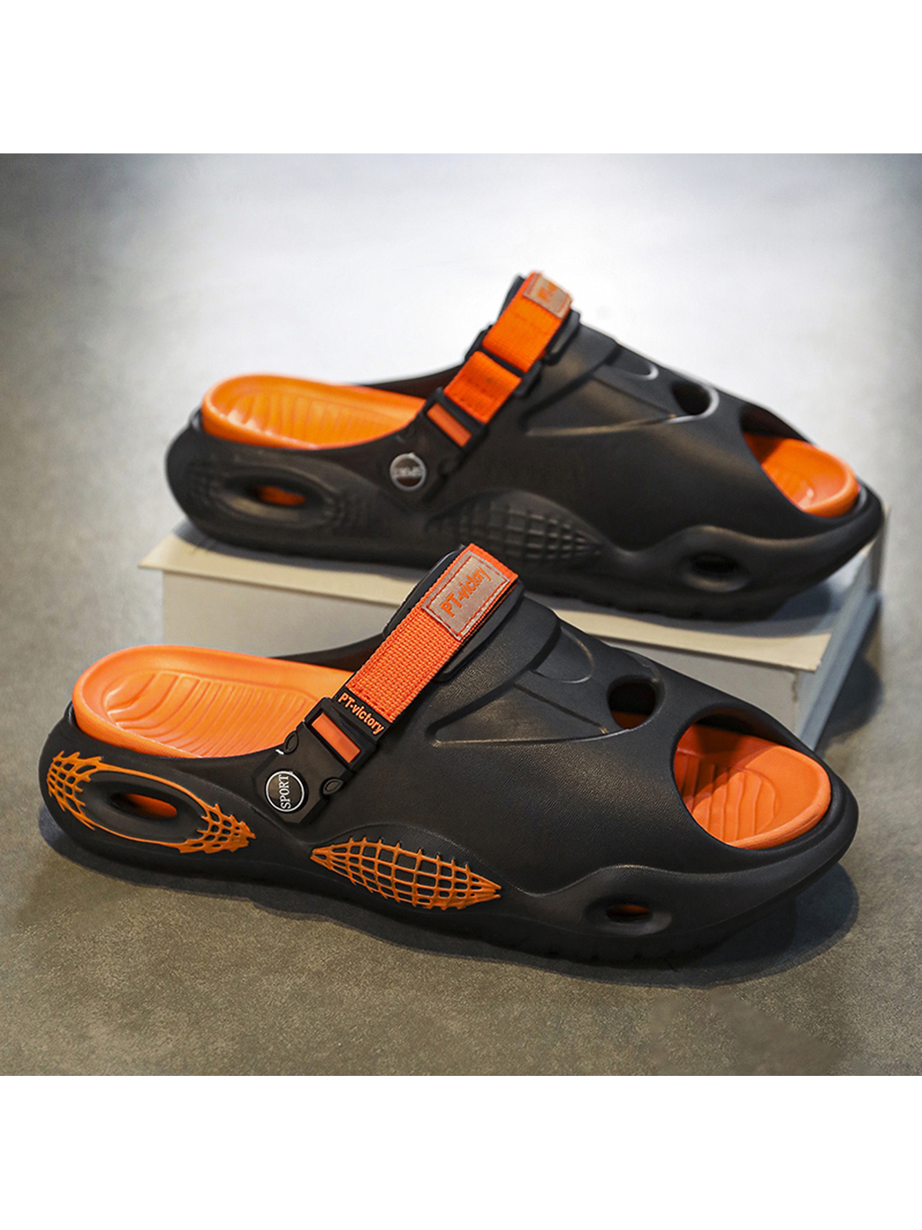 Men Black Sport Slides