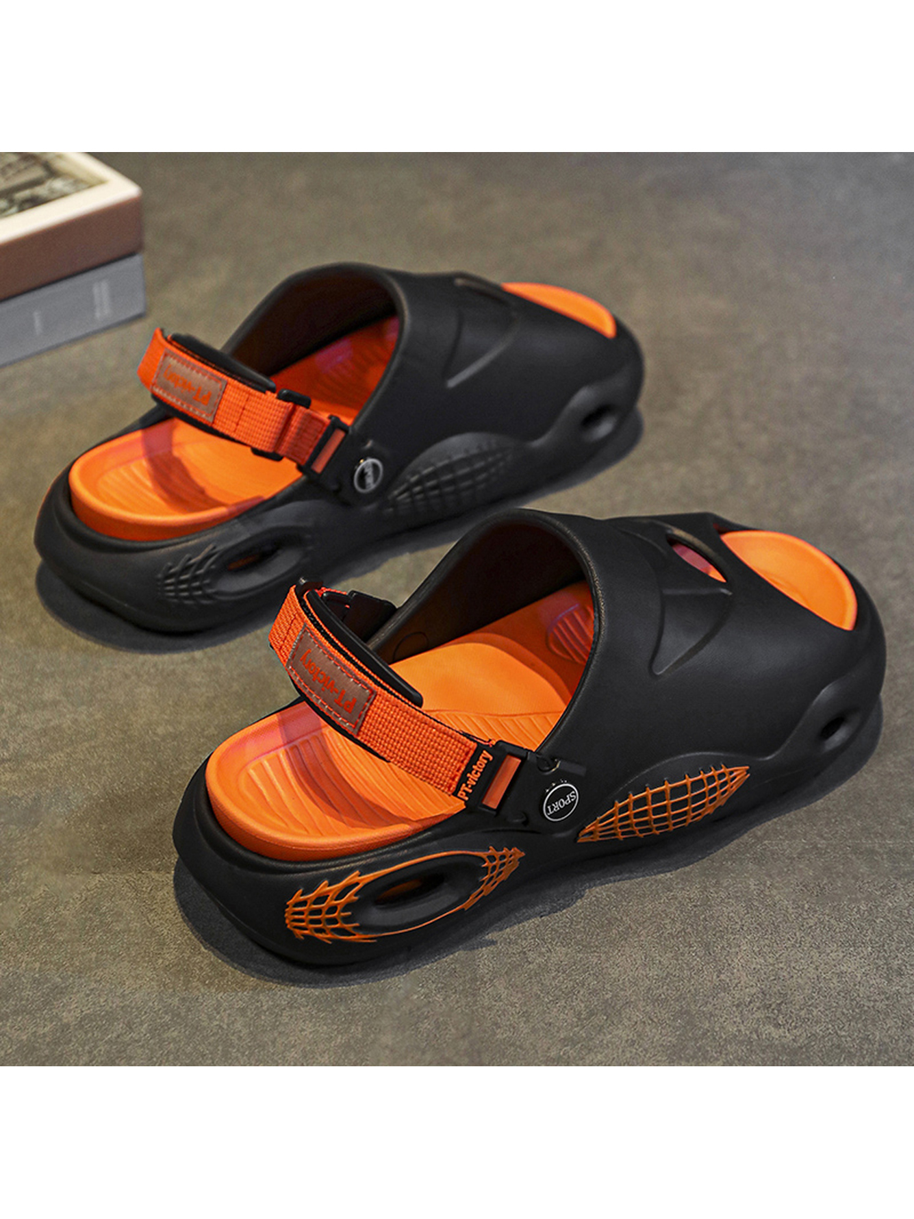 Men Black Sport Slides