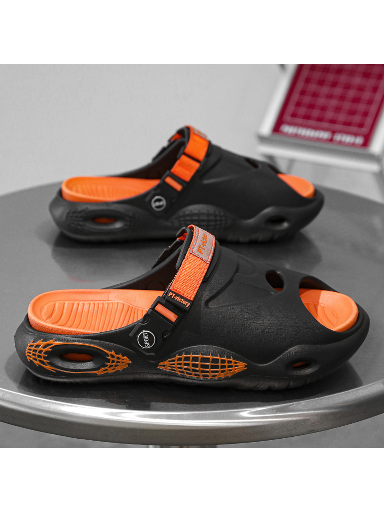 Men Black Sport Slides