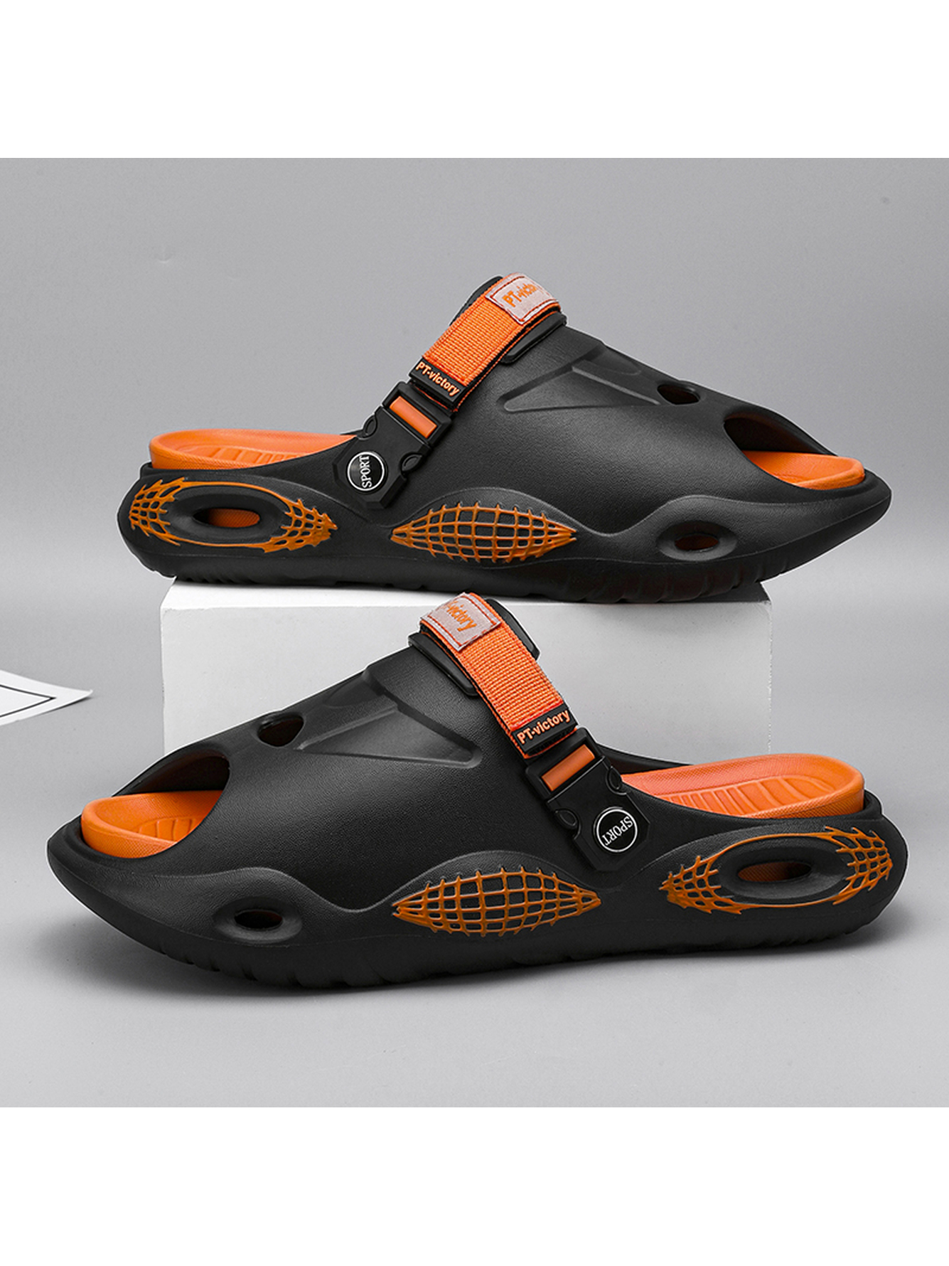 Men Black Sport Slides