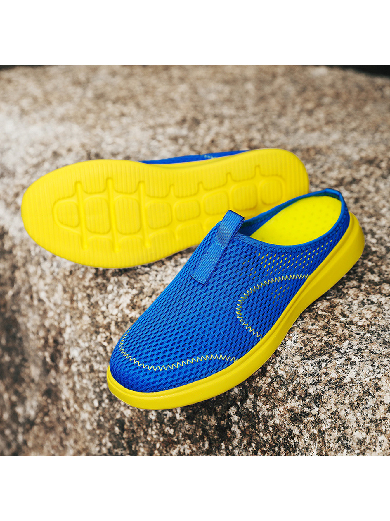 Men Breathable Mesh Slip-On Mules