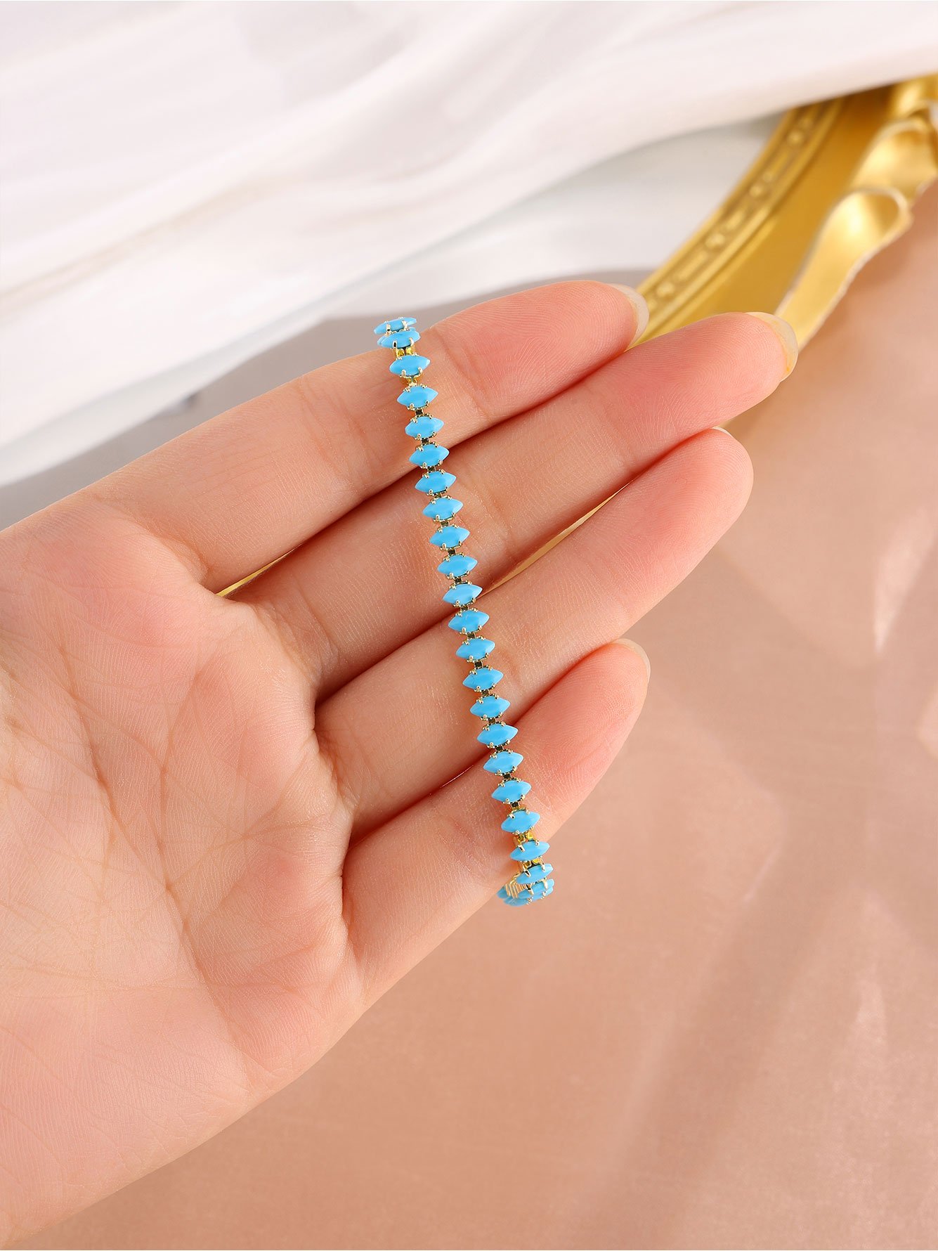 Gold Plated Turquoise Link Bracelet