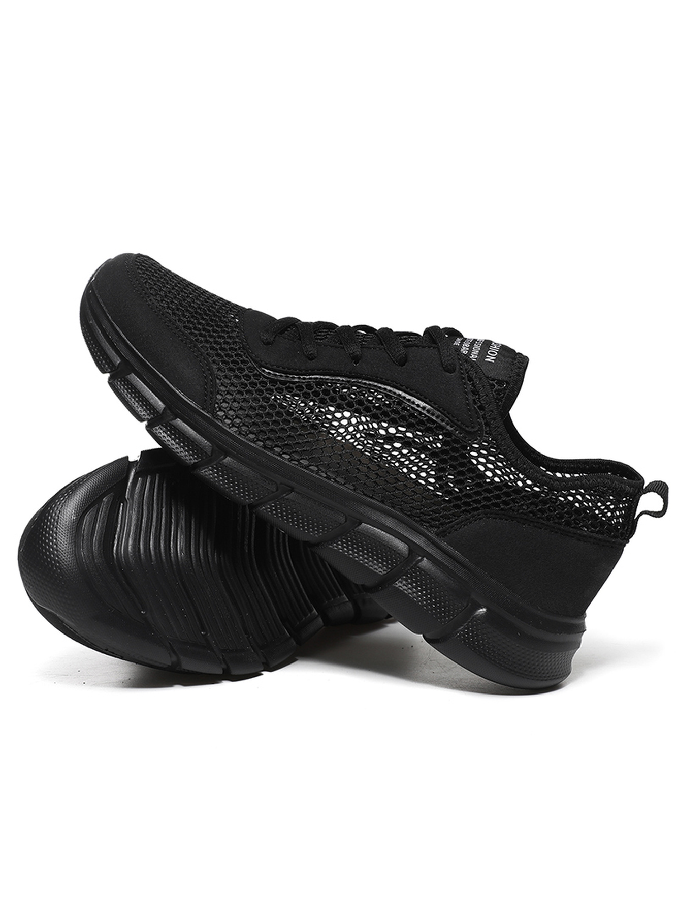 Men Black Mesh Breathable Sports Sneakers