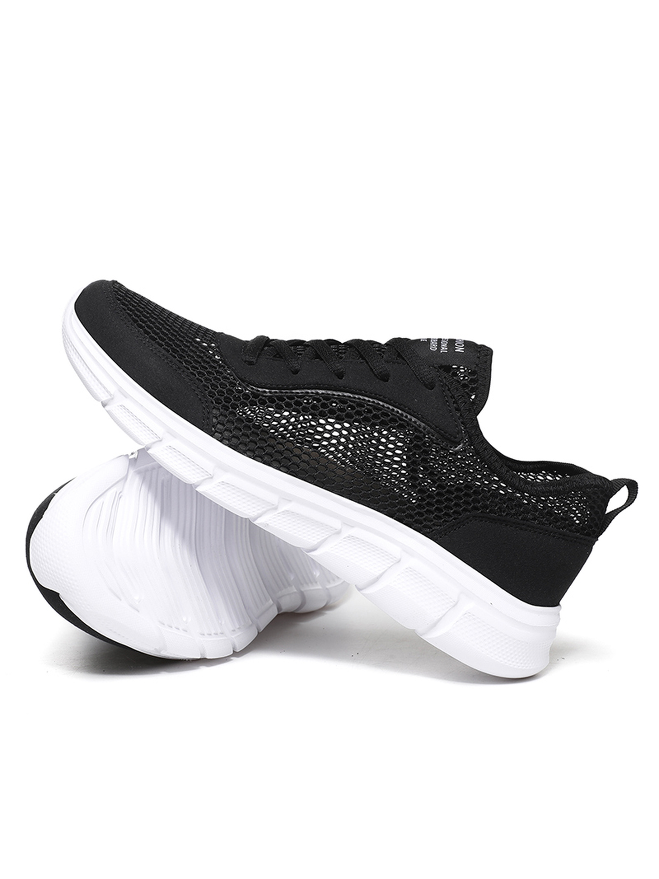 Men Breathable Black Mesh Sports Sneakers