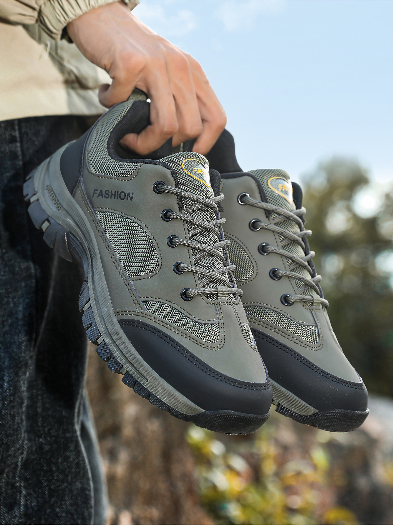 Men Olive Outdoor Sports Sneakers